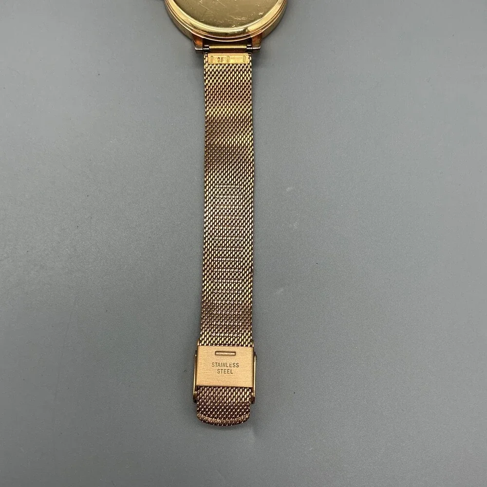 OLIVIA BURTON Rose Gold Mesh Bracelet Watch with White Dial